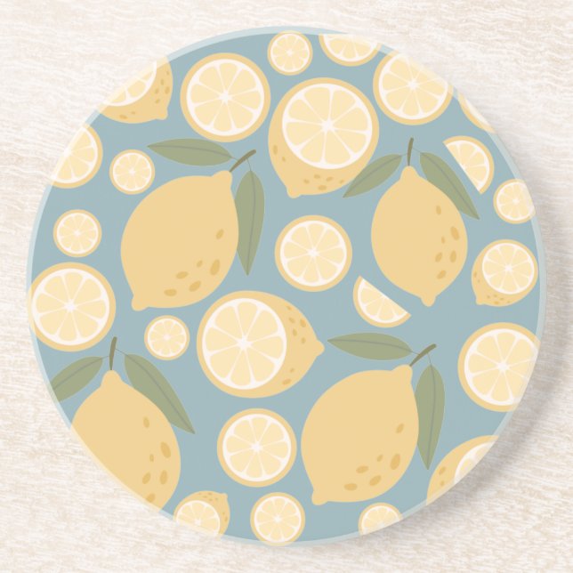 Porta-copos Limão Amarelo Padrão Sem Costura (Frente)