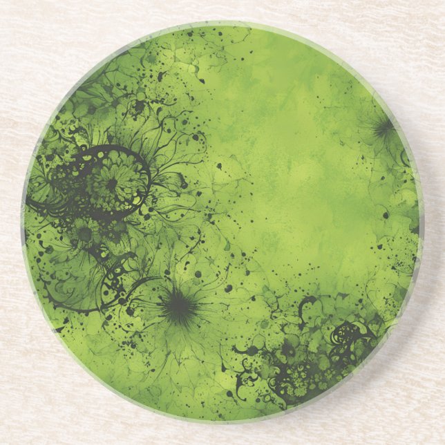 Porta-copos Lime Green Grunge com Acentos Pretos (Frente)