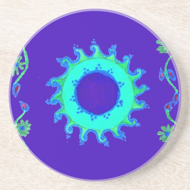 Porta-copos Linda pintura de óleo de arte azul iridescente (Frente)