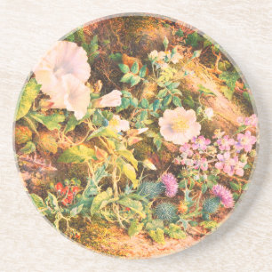 Porta-copos Lindas petúnias vintage pintura floral de flores