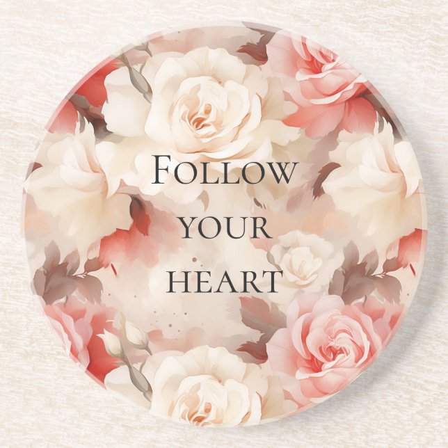 Porta-copos Lindíssimo Chá de Noiva Floral Rosa Bege (Frente)