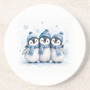 Porta-copos Lindo Trio de Pinguins de Inverno para Lata   Ador