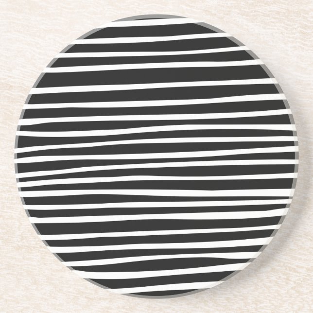 Porta-copos Linhas - Branco em Preto (Frente)