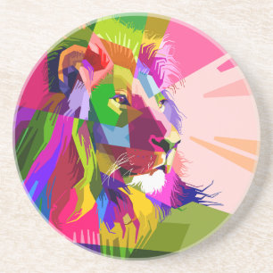 Porta-copos Lion Colorful Pop Prismatic Art Design-62501