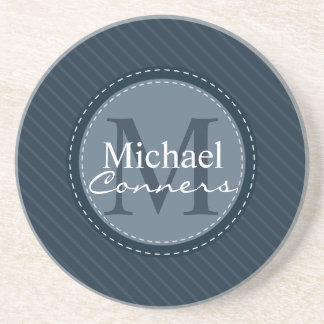 Porta-copos Listras azuis à moda w/Monogram