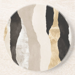 Porta-copos Listras Brancas Pretas Creme Dourado