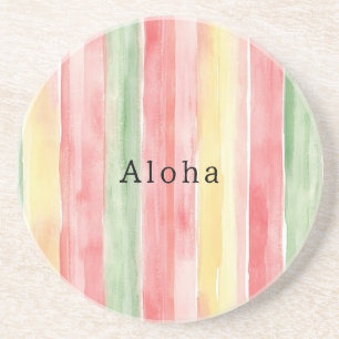 Porta-copos Listras de Hortelã Rosa Amarelo Aloha