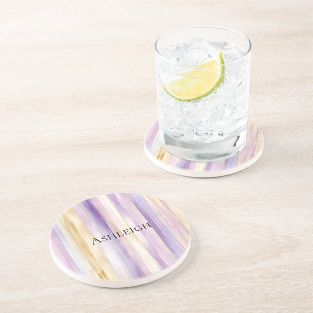 Porta-copos Listras de Íris de Creme Roxo   (Lateral)