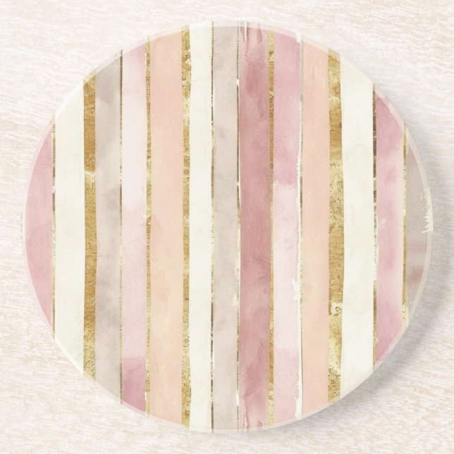 Porta-copos Listras de Rosa Creme Dourado Rosado (Frente)