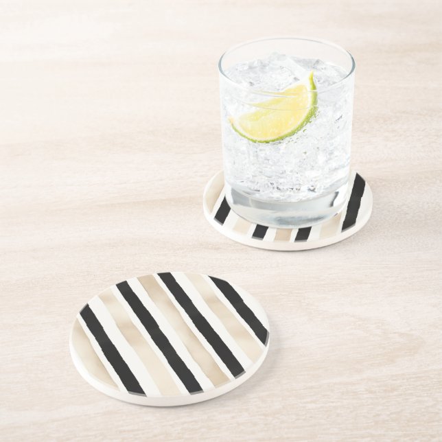 Porta-copos Listras Pretas Brancas Creme (Lateral)