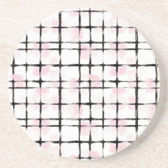 Porta-copos Listras Rosa Branco Preto (Frente)