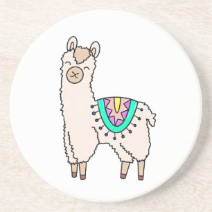 Porta-copos llama alpaca de desenho animado sorridente e feliz