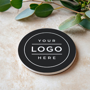 Porta-copos Logotipo de Negócios Preto Personalizado em Arenit