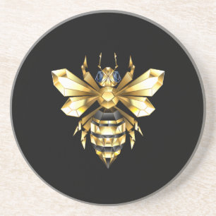 Porta-copos Logotipo Faux Gold Foil Polygonal da Abelha em Pre