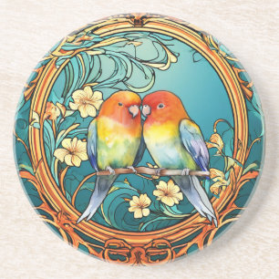 Porta-copos Love Birds Art Deco Nouveau