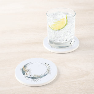 Porta-copos Lua azul crescendo com flores brancas