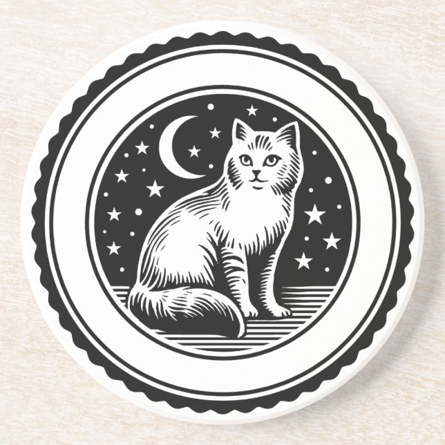 Porta-copos Lua de Gato e Estrelas (Frente)