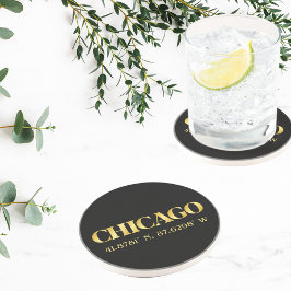 Porta-copos Lux Gold Chicago Latitude e Longitude