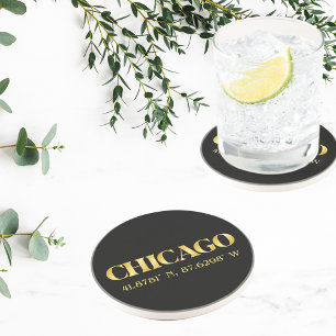 Porta-copos Lux Gold Chicago Latitude e Longitude
