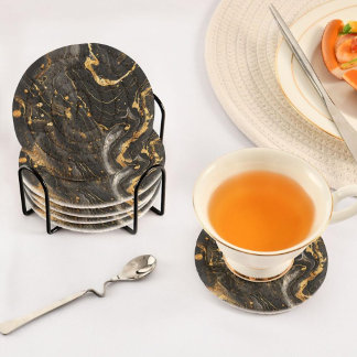 Porta-copos Luxury White & Gold Marble Coaster – Elegant Aesth