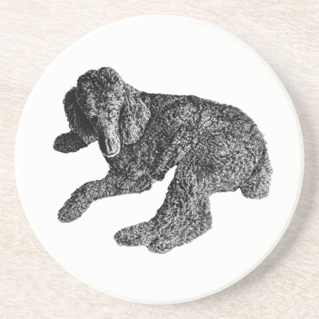 Porta-copos Lying Dog Coaster – Esboço Detalhado Preto e Branc (Frente)