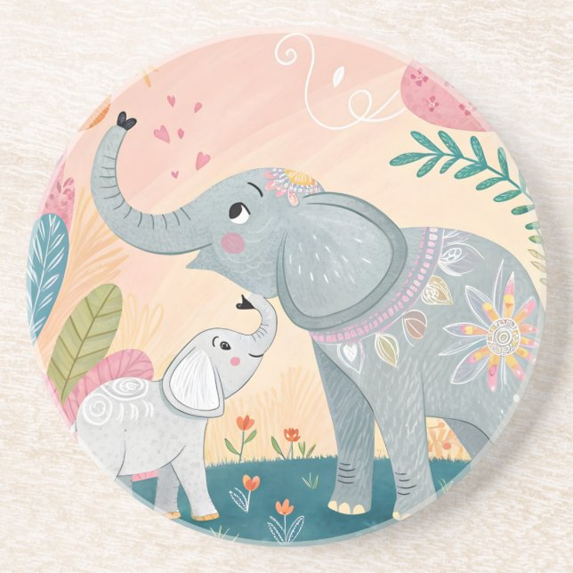 Porta-copos Mãe e Bebê Elefante (Frente)