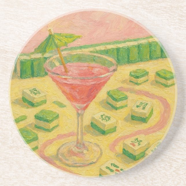 Porta-copos Mahjong Chic Pintura Coquetel  (Frente)