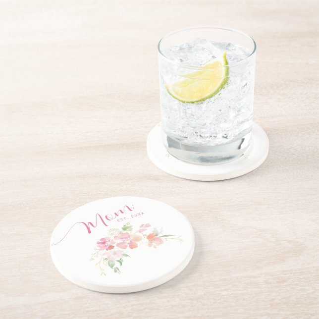 Porta-copos Mamãe Estabeleceu Água Floral Rosa Esbranquiçada (Lateral)