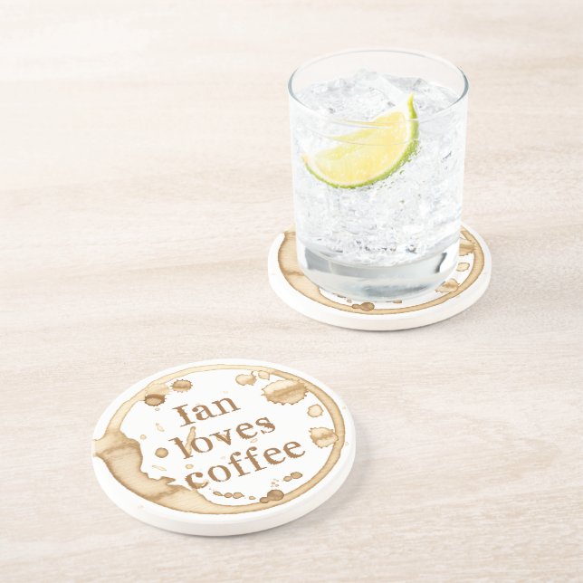 Porta-copos Manchas de Café Personalizadas Grunge Texto Divert (Lateral)