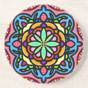Porta-copos Mandala colorida