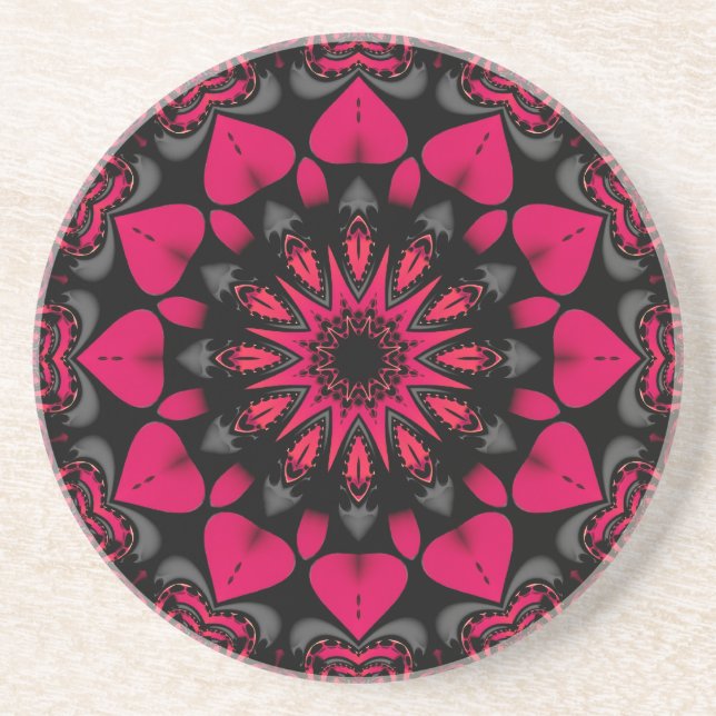 Porta-copos Mandala de Amor de Lótus Rosa Preto (Frente)