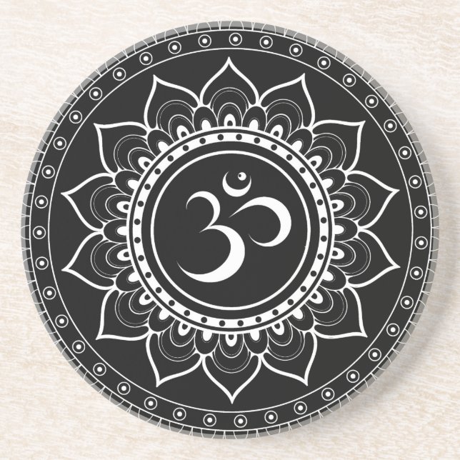 Porta-copos Mandala Om Preto (Frente)