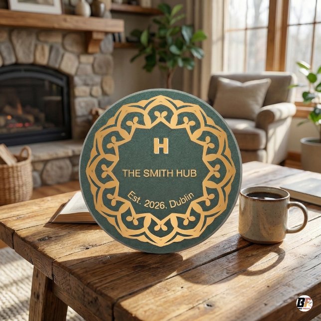Porta-copos Mandala Verde e Dourado Personalizado "The Smith H (Criador carregado)
