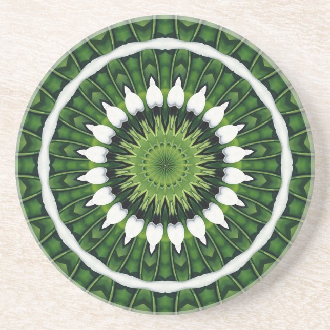 Porta-copos Mandala verde tropical (Frente)