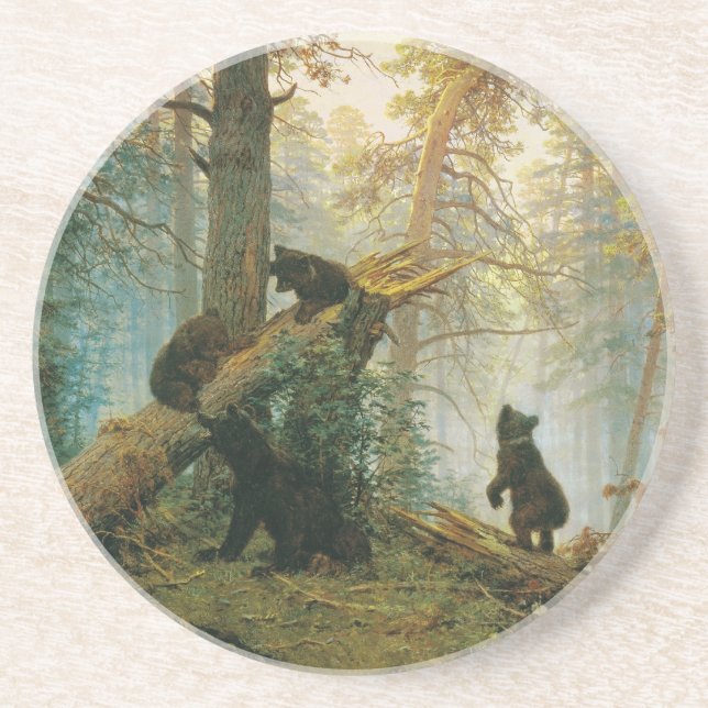 Porta-copos Manhã em Pine Forest por Ivan Shishkin (Frente)