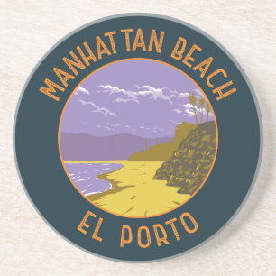 Porta-copos Manhattan Beach California Viagem Art Vintage