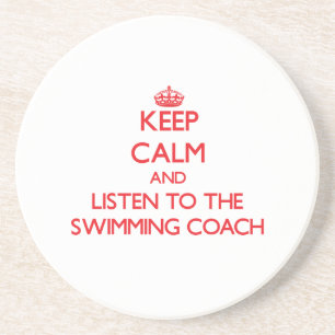 Porta-copos Mantenha a calma e escute o treinador da natação