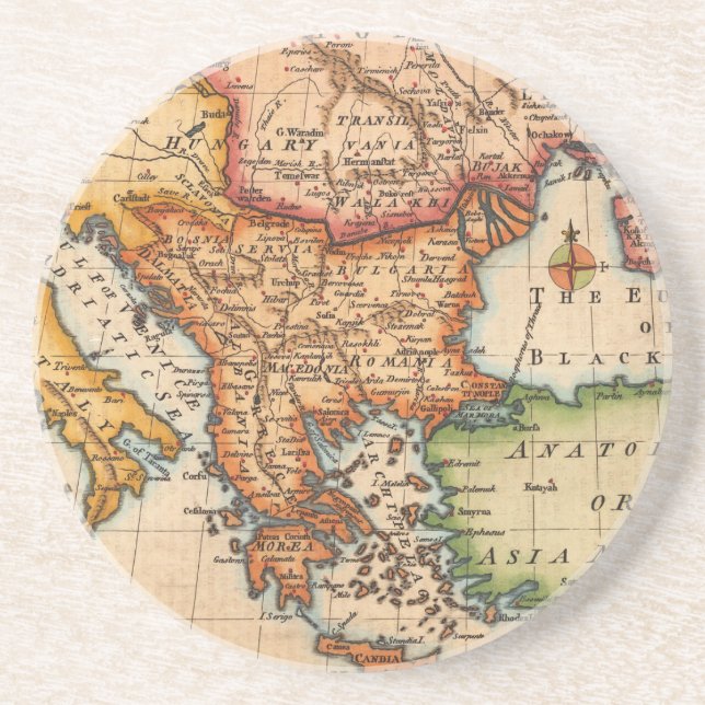 Porta-copos Mapa antigo antigo inspirado (2) (Frente)