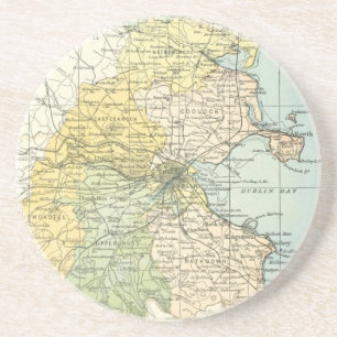 Porta-copos Mapa da Vintage de Dublim e zonas circundantes (19