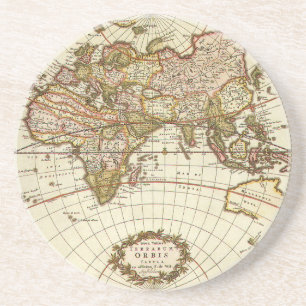 Porta-copos Mapa do mundo antigo, C. 1680. Por Frederick de