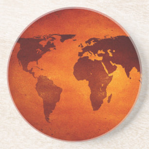 Porta-copos Mapa do mundo laranja de Vintage