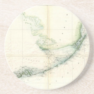 Porta-copos Mapa do vintage das chaves de Florida (1859)