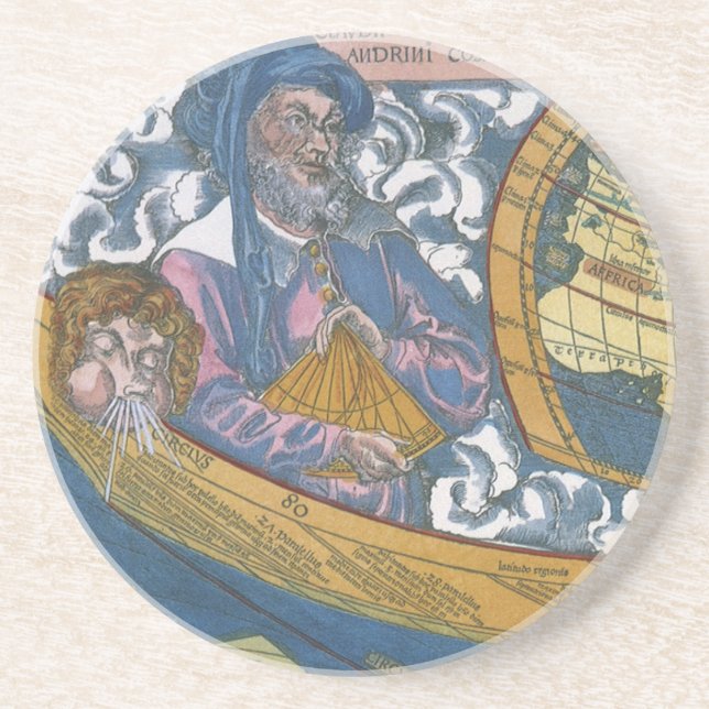 Porta-copos Mapa Mundial Antiquado com Claudius Ptolomeu, 1507 (Frente)