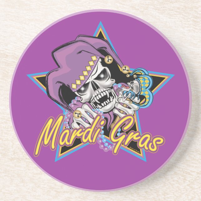 Porta-copos Mardi Gras Jester Skull (Frente)