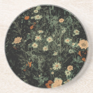 Porta-copos margarida branca boêmica floral preto
