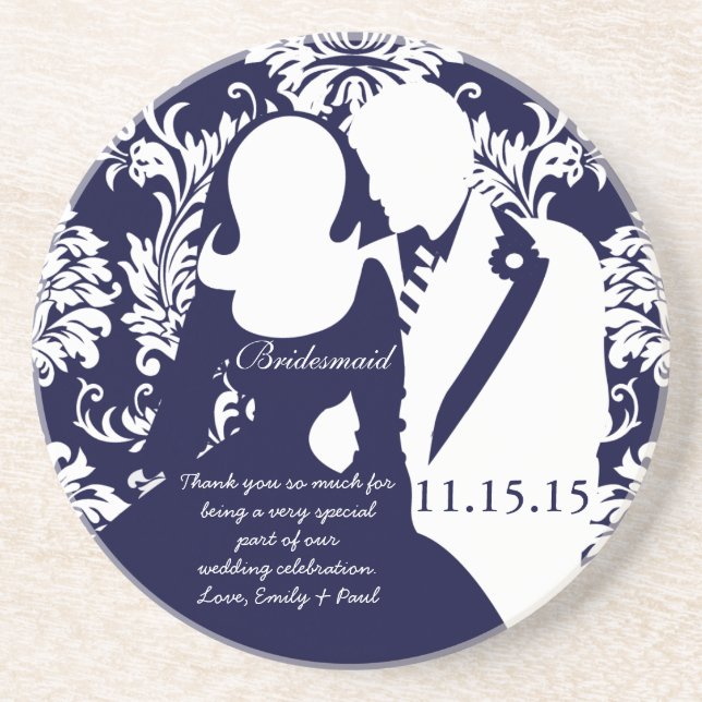 Porta-copos Marinho Bridesmaid Wedding Node & Groom Portas cop (Frente)