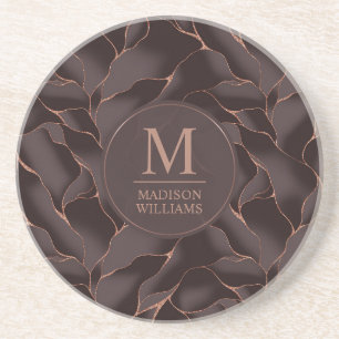 Porta-copos Marrom Chocolate & Dourado Rosa Padrão de Onda Abs