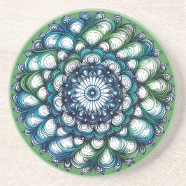Porta-copos Medalhão Verde Azul - Abstrato