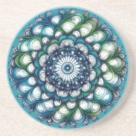 Porta-copos Medalhão Verde Azul - Abstrato