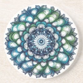 Porta-copos Medalhão Verde Azul - Abstrato